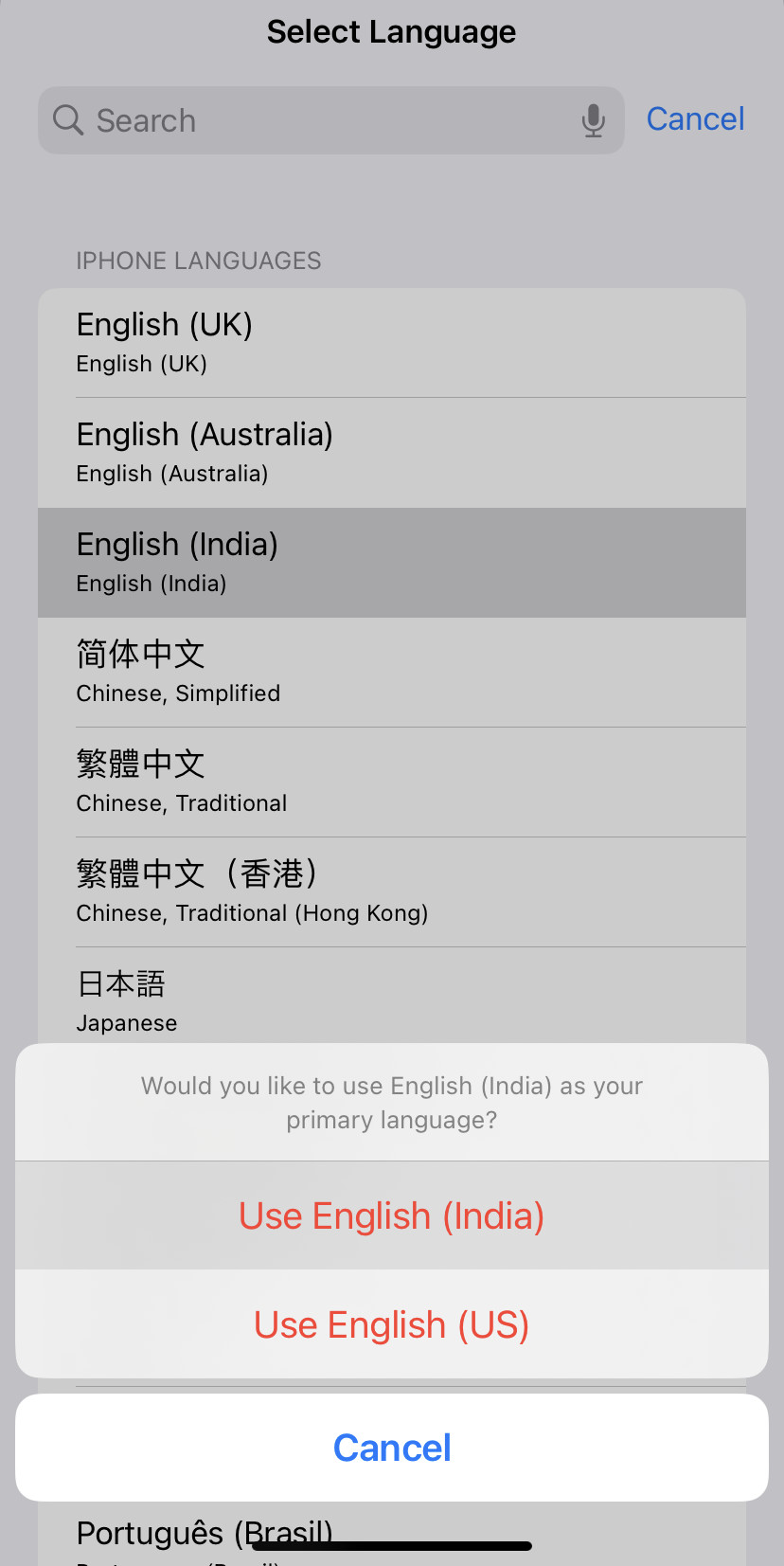 Select a different language for the iPhone interface in “Settings”