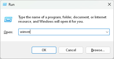 Use “Winver” to find your Windows version and build number