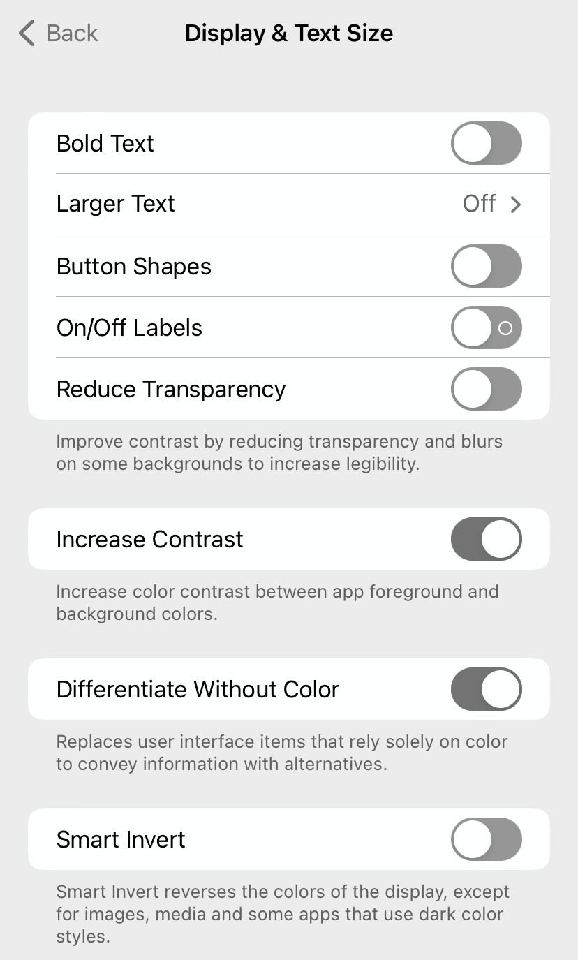Improve contrast in iPhone grayscale mode