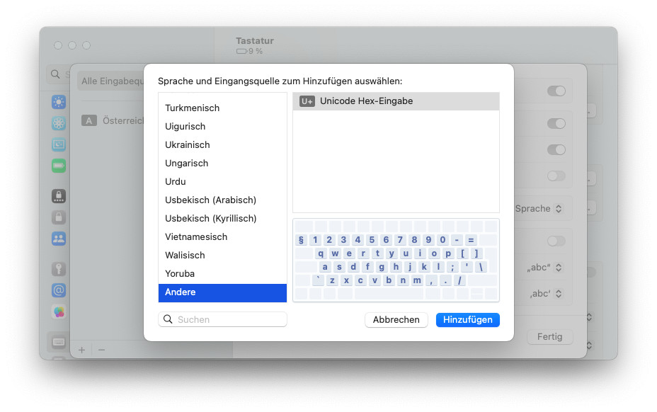 So fügen Sie die Unicoe Hex-Eingabe am Mac hinzu