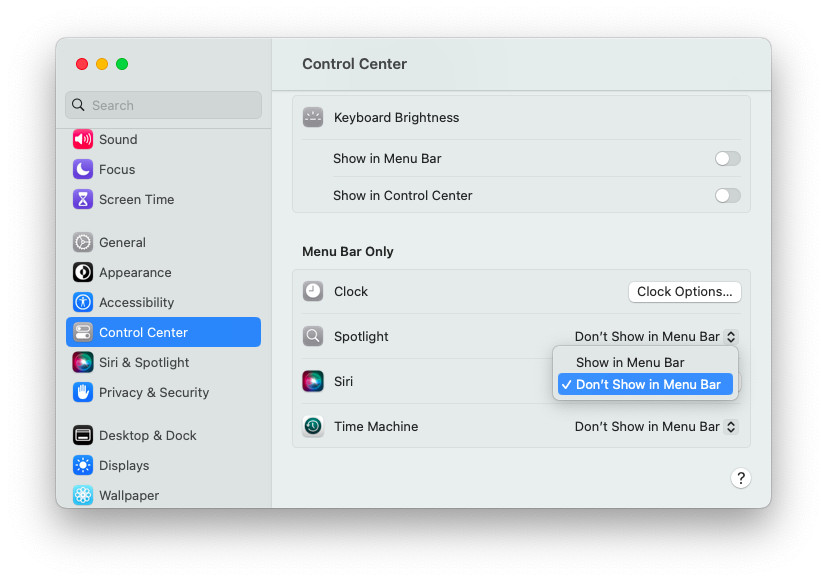 Hide Siri from the macOS menu bar