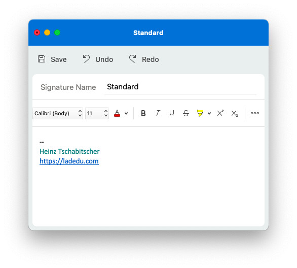 Editing an email signature in Outlook for Mac