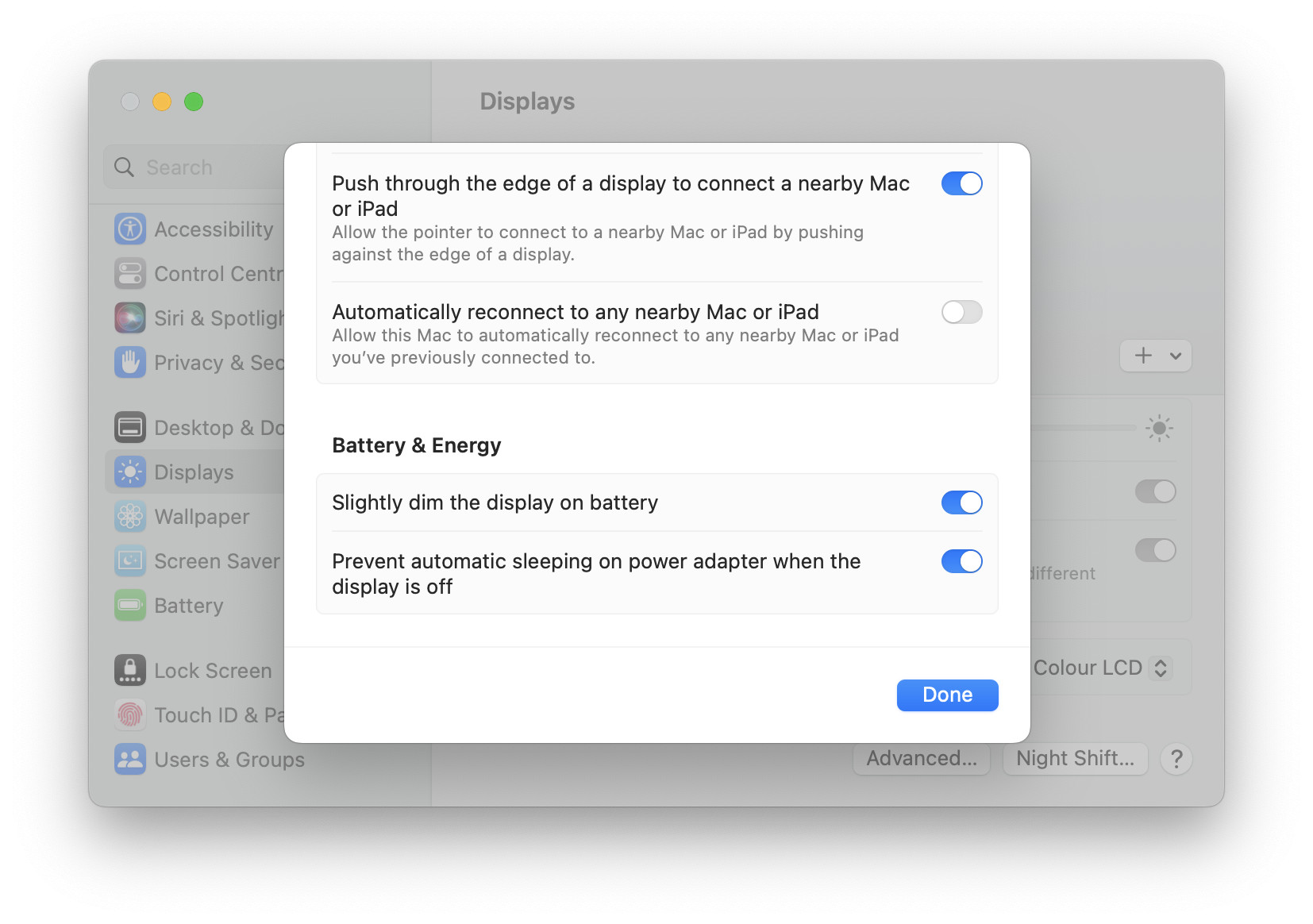 Keep a Mac from sleeping using System Settings