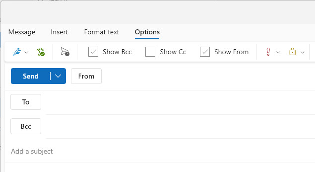 Add the BCC field in New Outlook for Windows