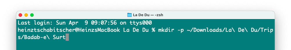 Create a folder hierarchy on a Mac in Terminal