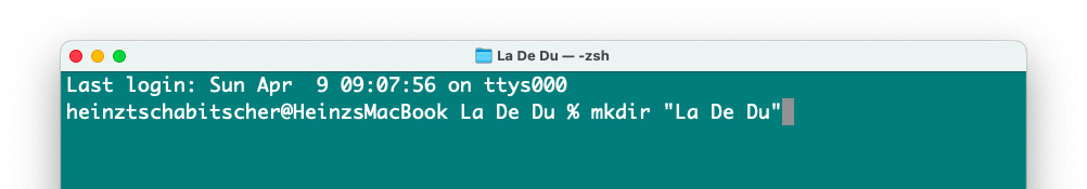 Create a new folder from Mac Terminal