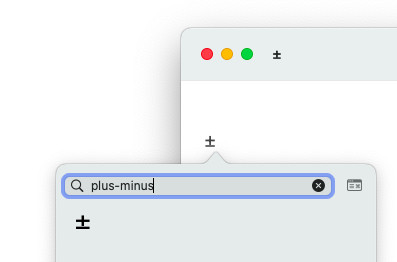 Insert the plus or minus sign with the Mac emoji picker