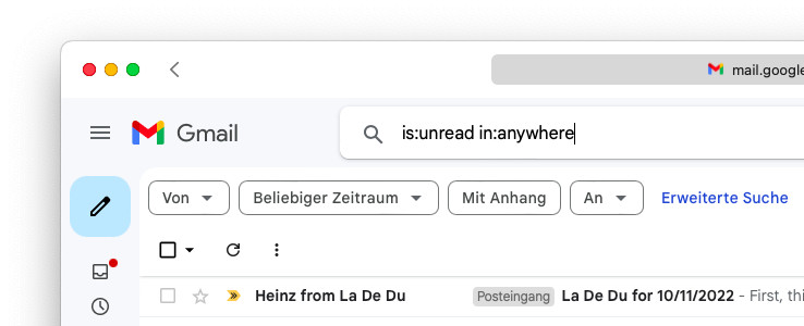 Mit dieser Suche können Sie in Gmail alle ungelesenen Mails anzeigen