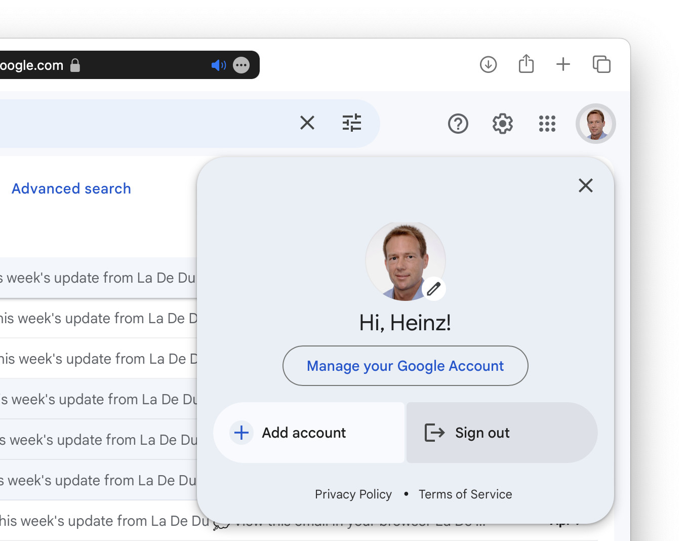 Signing out of Gmail in a browser
