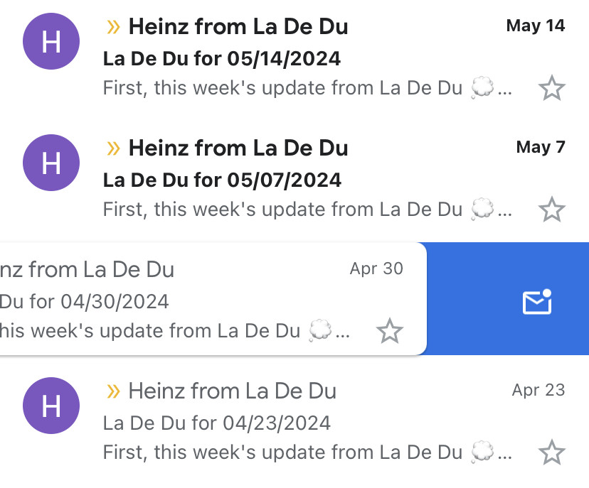 Swiping to mark an email unread in the Gmail app