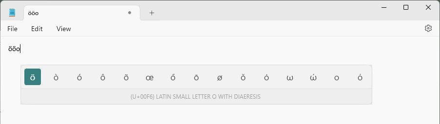 You can insert umlauts and other accented characters with PowerToys Quick Accent