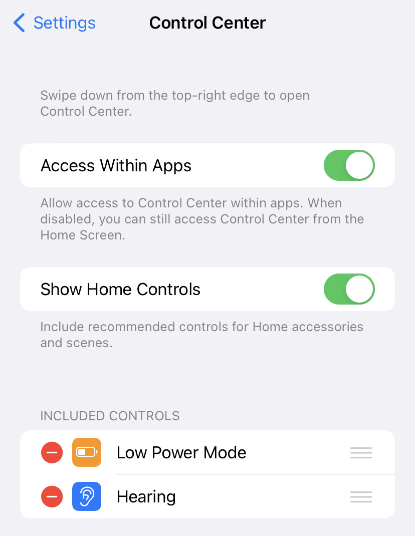 Adding background noise controls to iPhone Control Center
