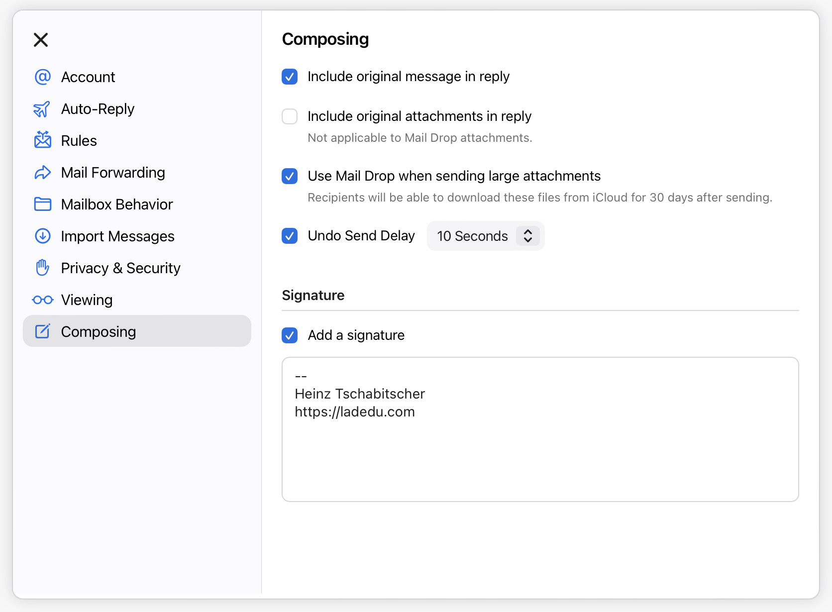 Enable Mail Drop for attachments in iCloud Mail