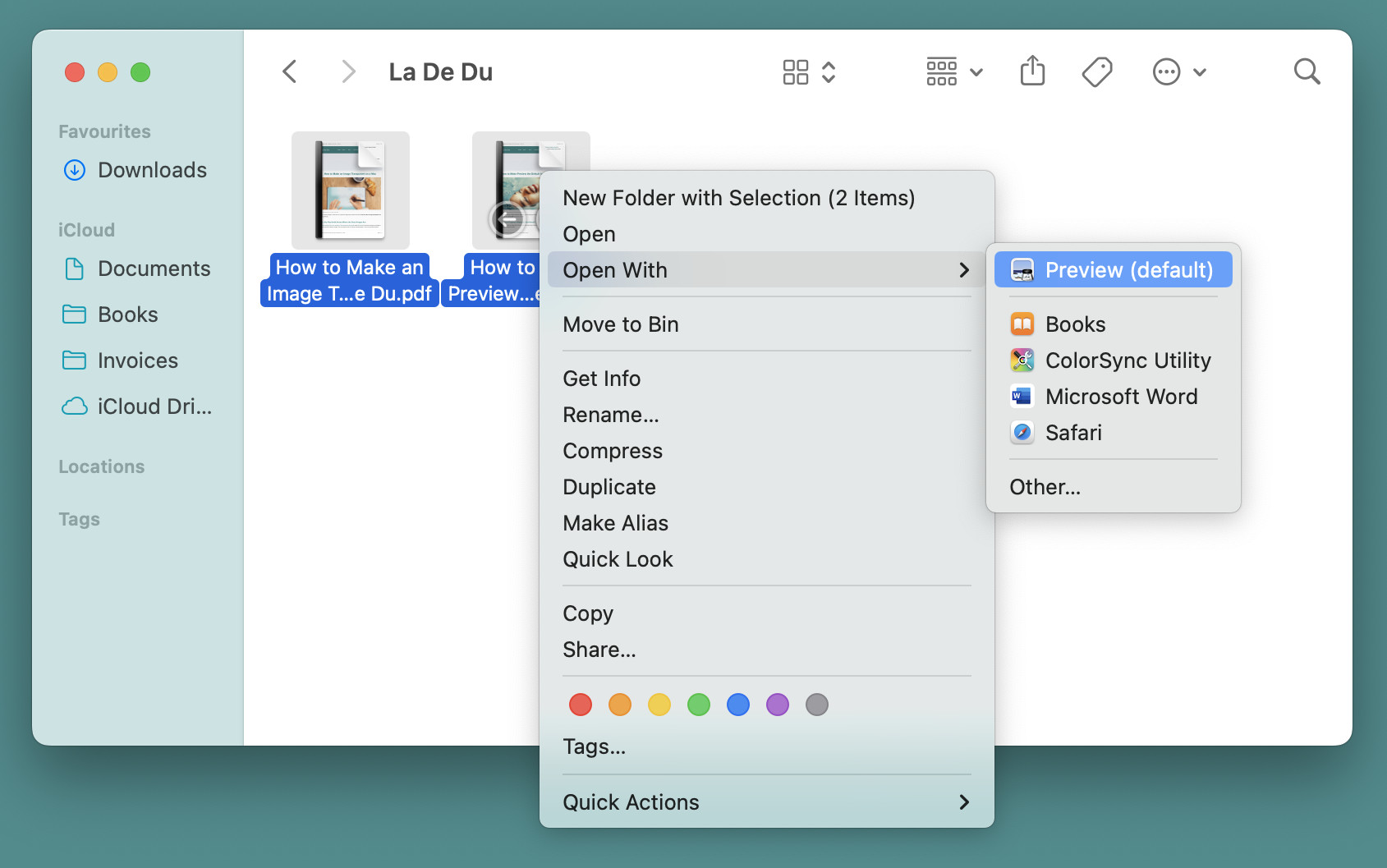 Open multiple PDF files in Preview from Mac Finder