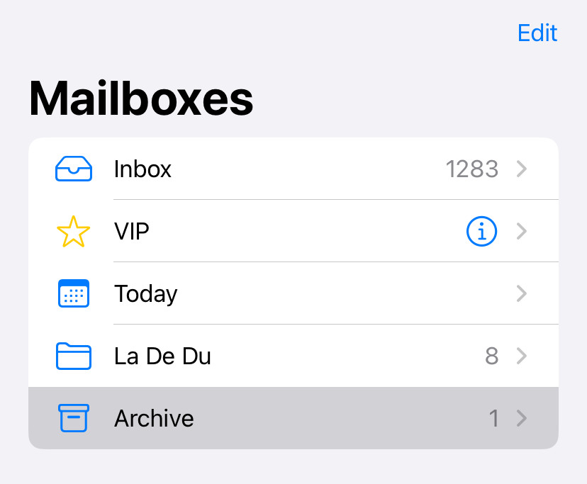 Tap the “Archive” folder either under favorite mailboxes or under the account