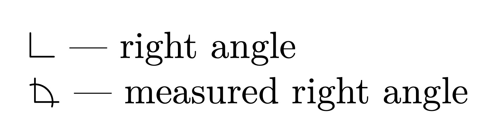 The right angle symbol in LaTeX using unicode-math