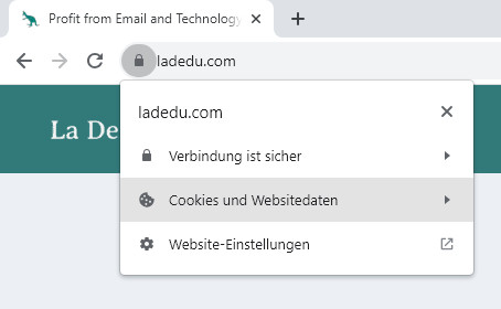 Klicken Sie „Cookies und Websitedaten“