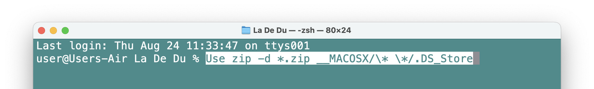 Removing __MACOSX and DS_Store from a ZIP file on a Mac