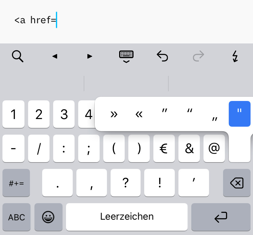 Auch mit „intelligenter Interpunktion“ kann man am iPhone gerade Anführungszeichen eingeben