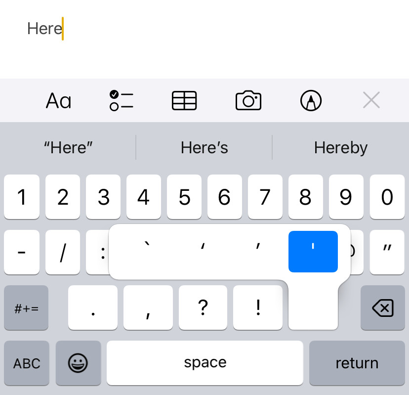 Enter a single quotation mark on an iPhone even with “smart punctuation” enabled