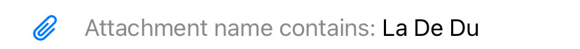 iPhone Mail search suggestion attachment name contains