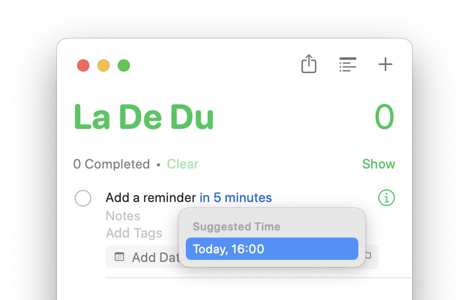 Add a quick reminder that also includes a reminder in Reminders