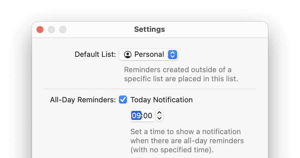 Get a notification for all-day events in Mac Reminders