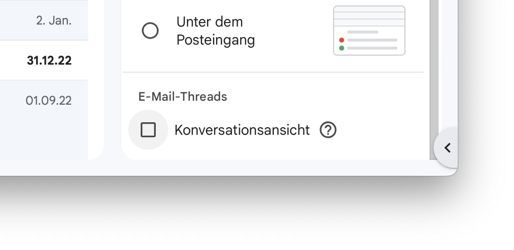 Hier können Sie die Konversationsansicht in Gmail flugs deaktivieren