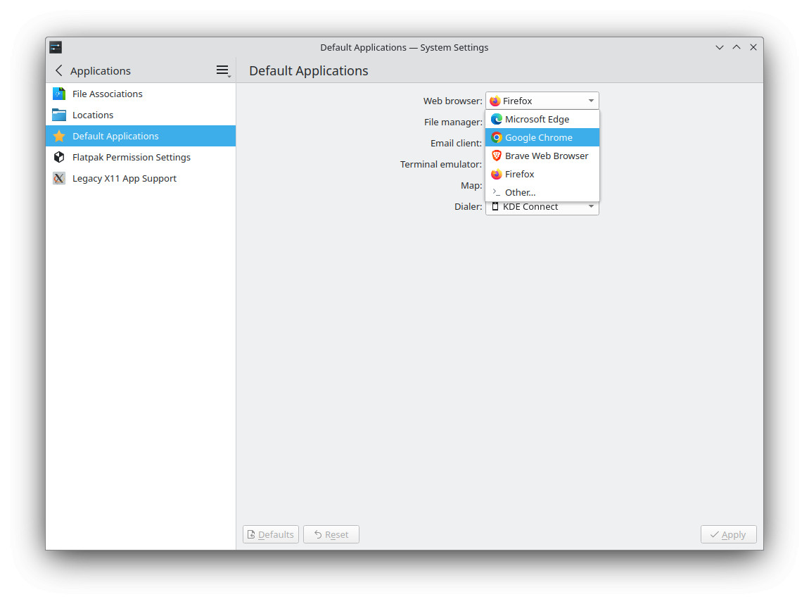 Set up Chrome as the default browser on KDE Plasma