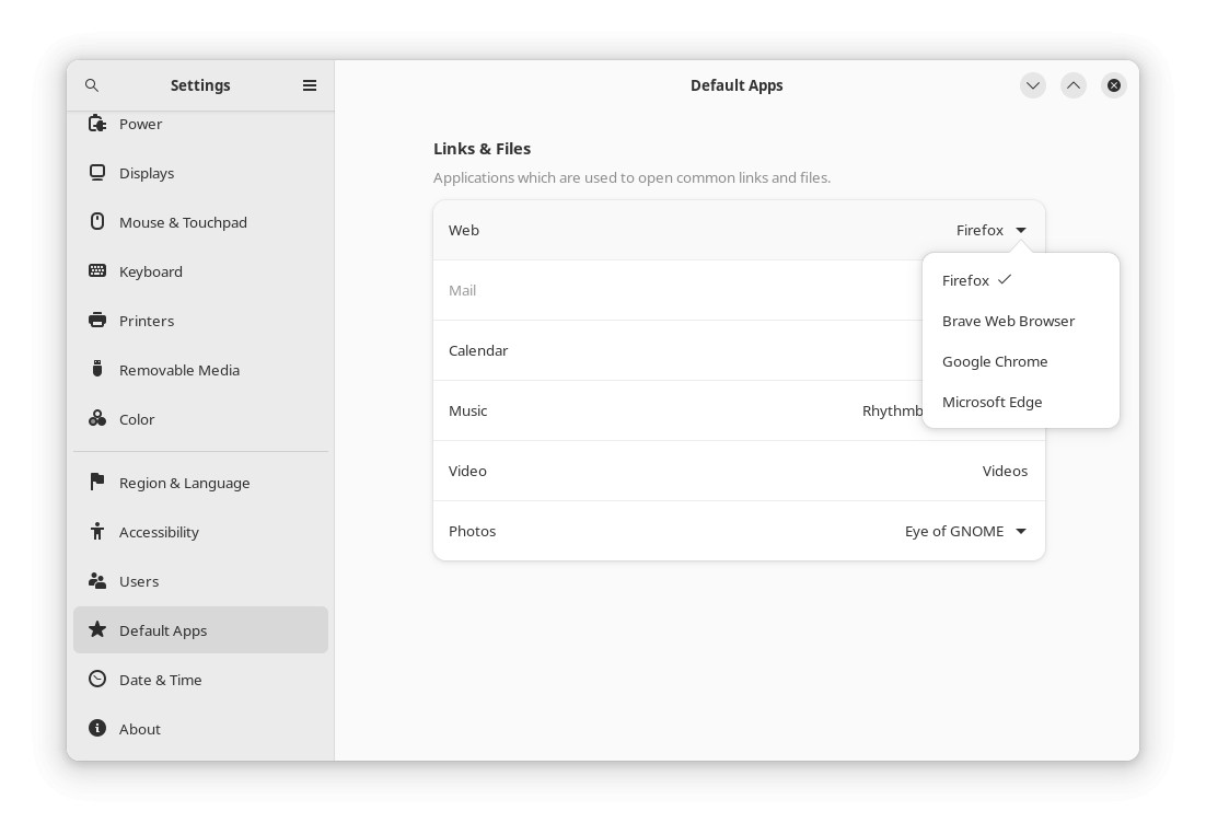 Set up Chrome as the default browser using Gnome on Linux