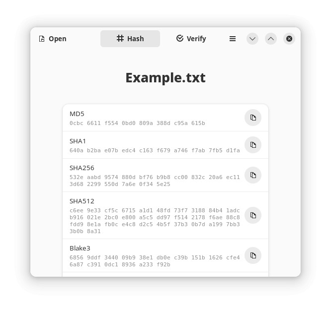 Verify MD5, SHA and other checksums with Collision on Gnome Linux