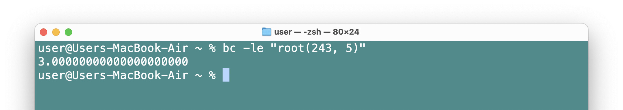 Computing a root in Mac Terminal