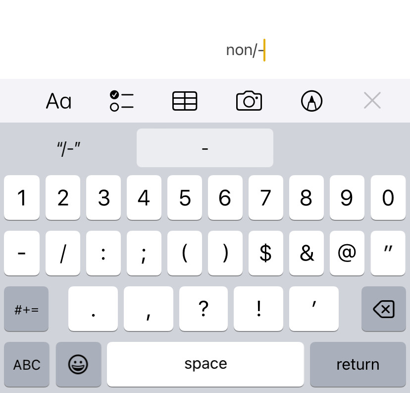 Inserting a non-breaking hyphen on an iPhone