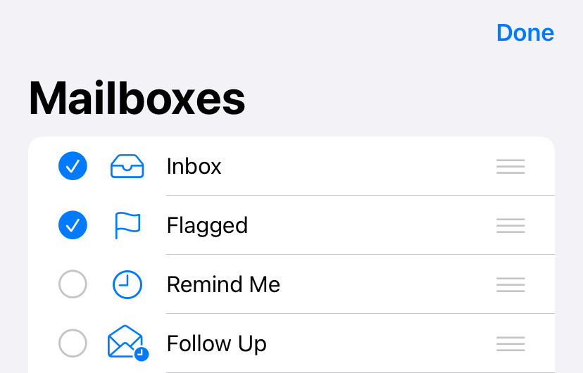 Making the “Flagged” folder visible in iPhone Mail