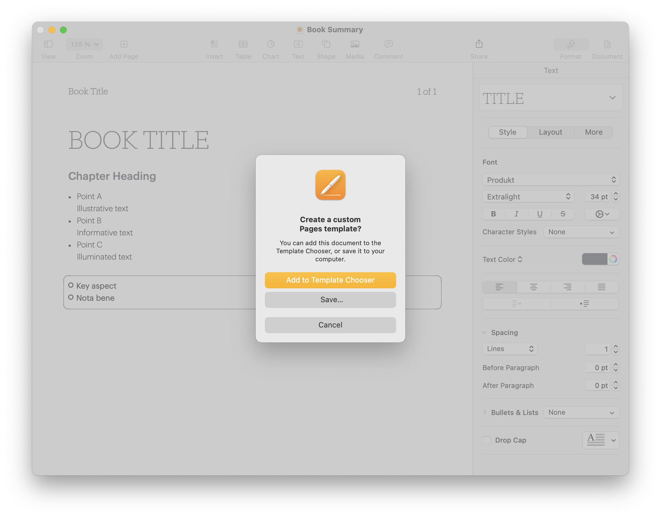 Choose “Add to Template Chooser”