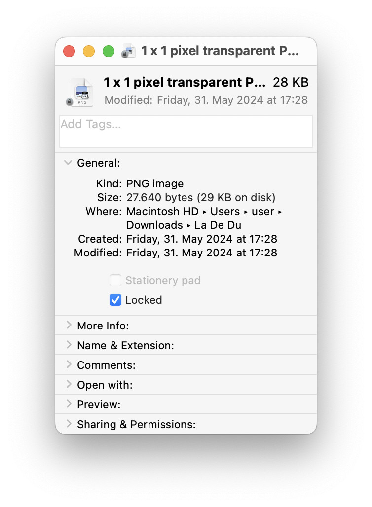 Locking a file in Mac Finder and marking it read-only
