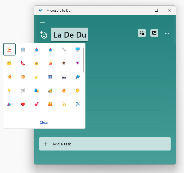Choose the emoji you want to use for the list from the selection