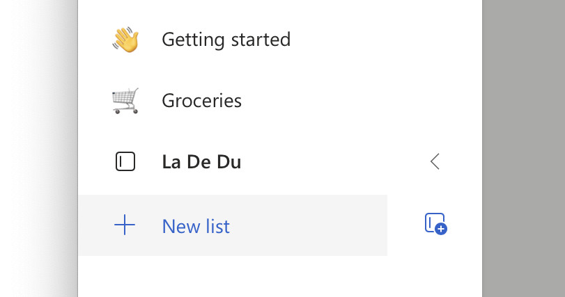 Click “New list” in Microsoft To Do