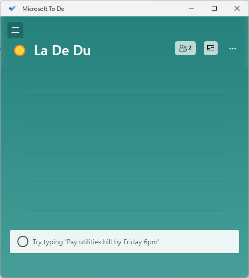 Click the hamburger menu to open the sidebar in MS To Do for Windows
