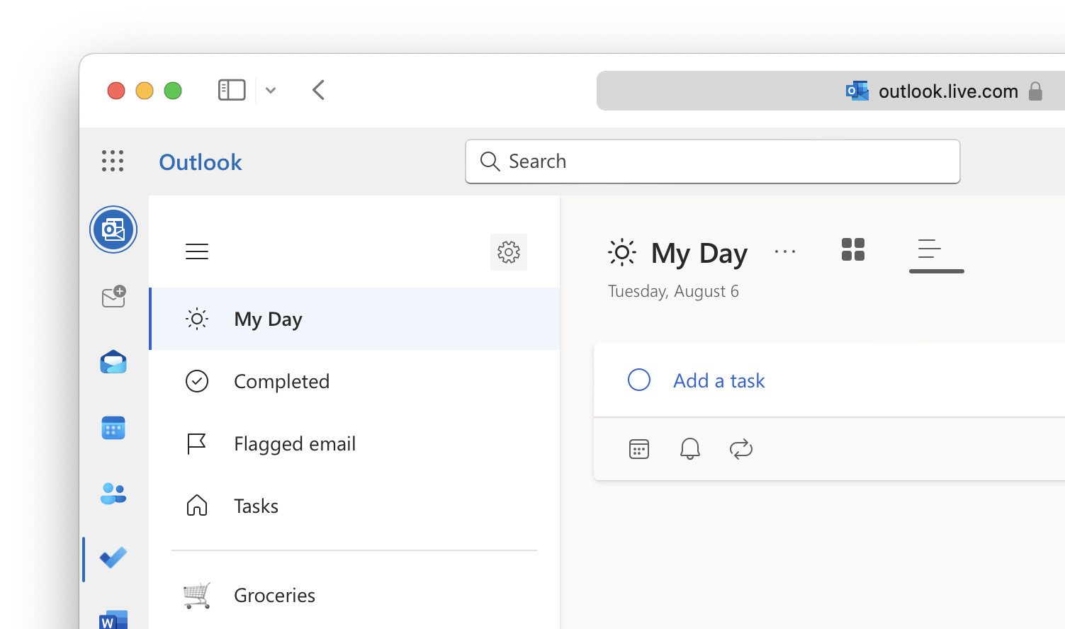 Click the settings gear icon in list of lists to open Microsoft To Do settings
