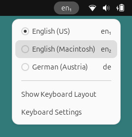 Choose the desired keyboard layout using Gnome on Linux