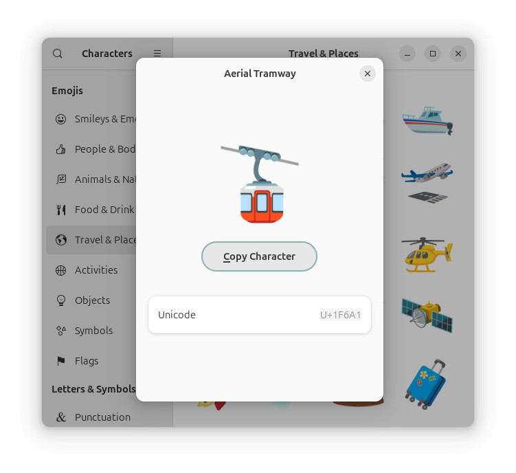 Find and copy emoji and special characters using Gnome Characters on Linux