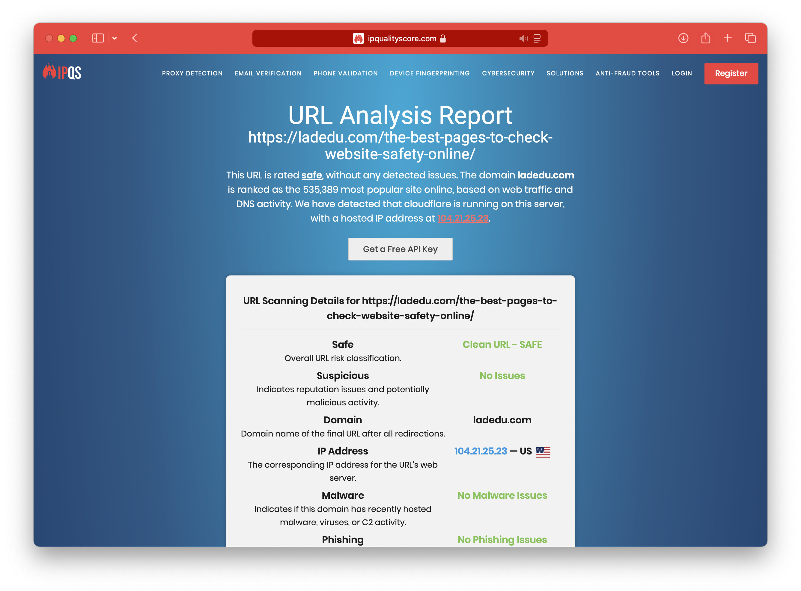 IPQS Malicious URL Scanner - Smart Second Opinion