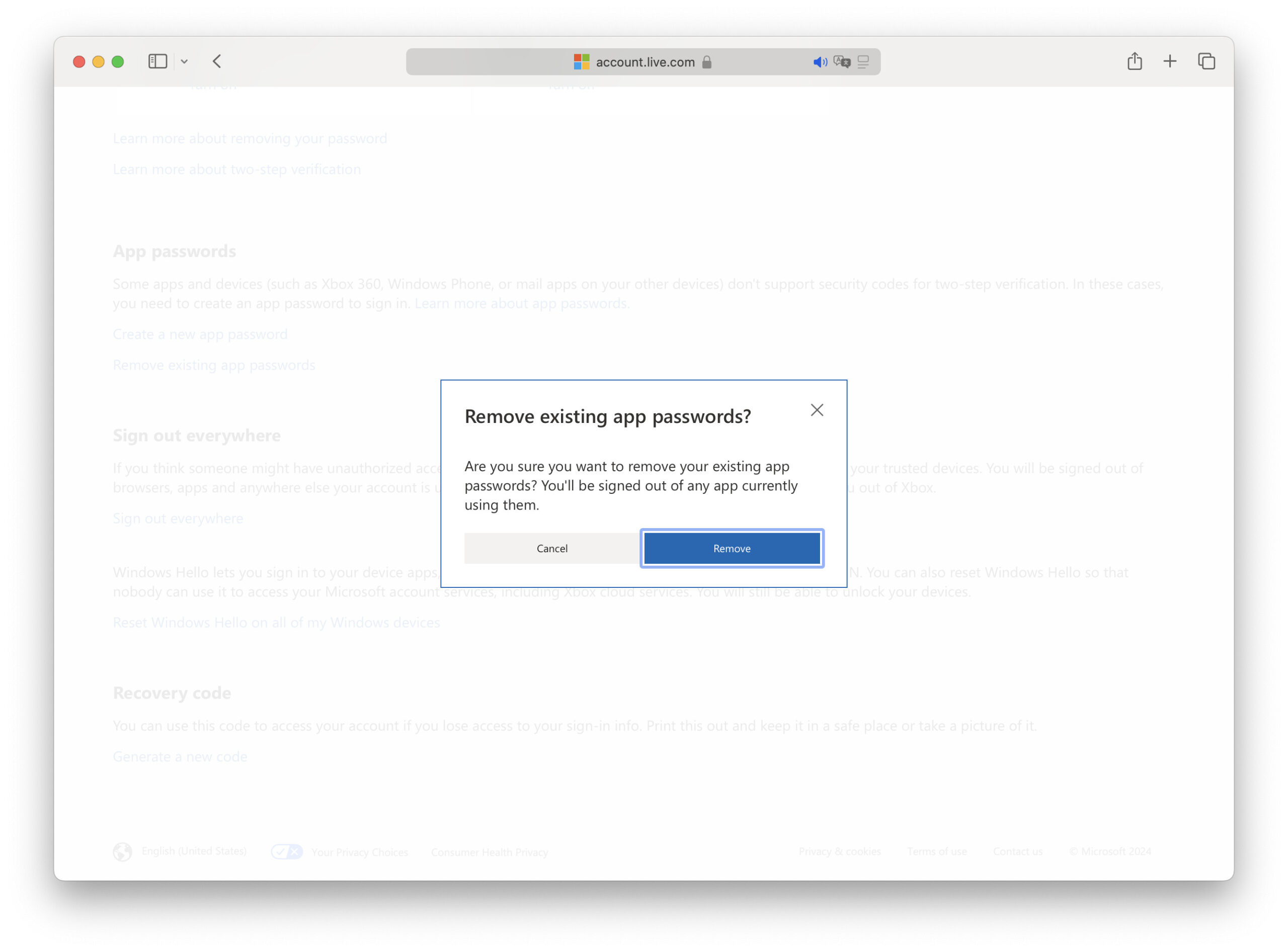 Reset Outlook.com app passwords to secure your account