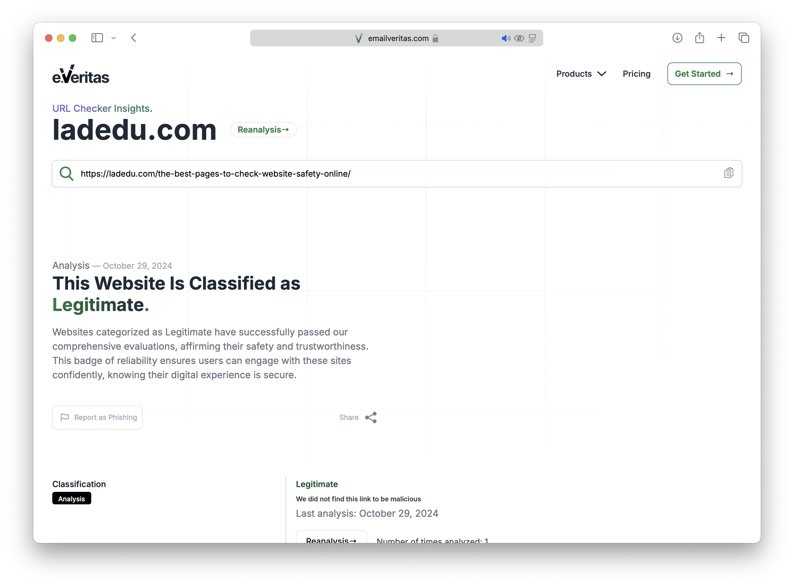 e.Veritas URL Checker - Rightfully Suspicious Website Security Checker