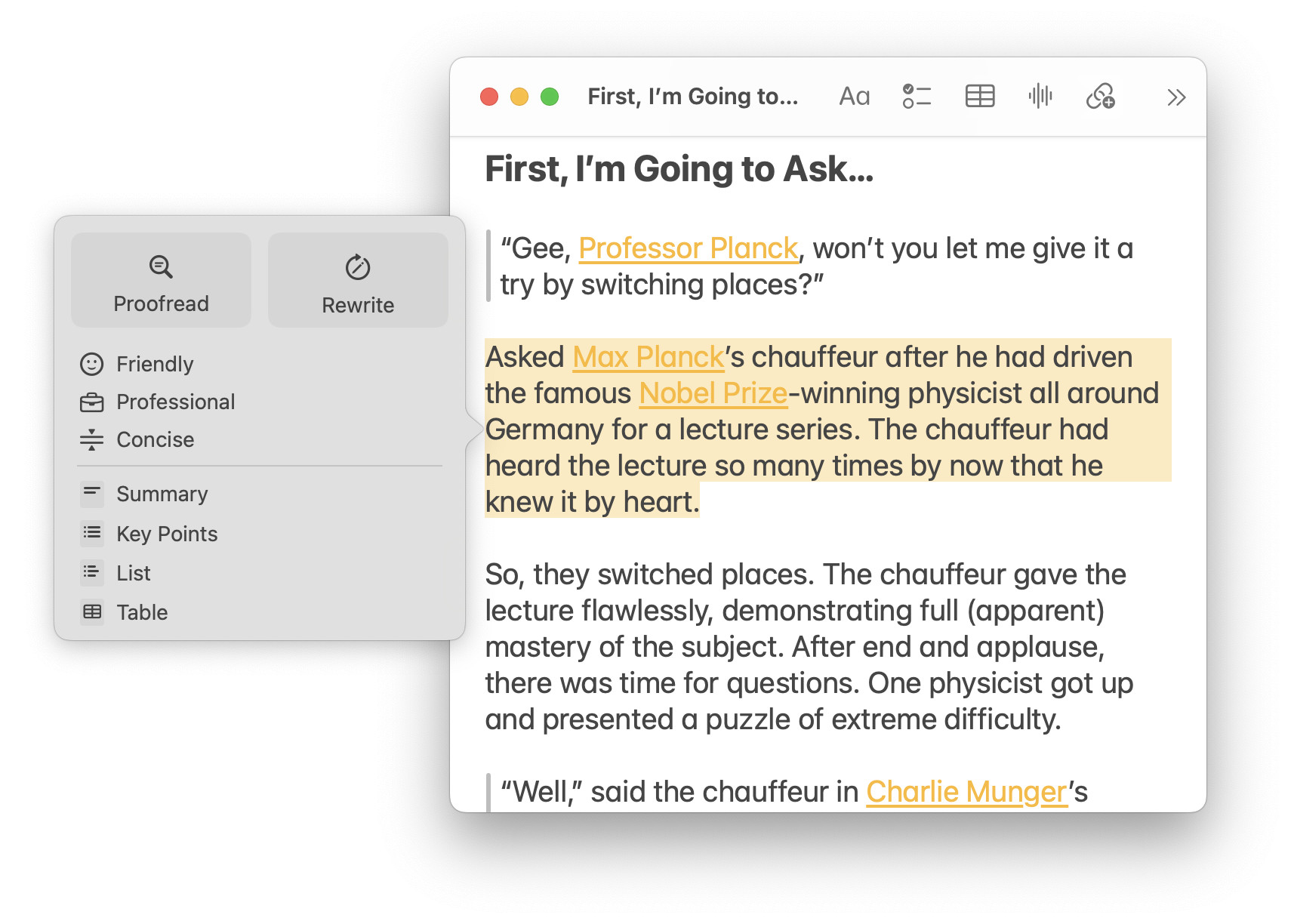 You can use a keyboard shortcut to bring up AI writing tools on a Mac using macOS