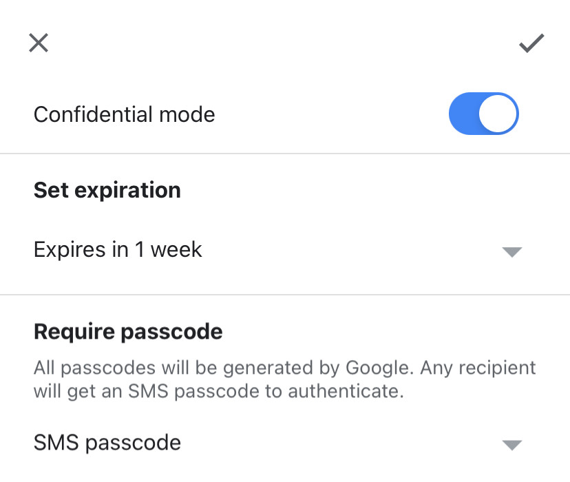 Confidential mode for self-destructing emails in the Gmail app for iOS