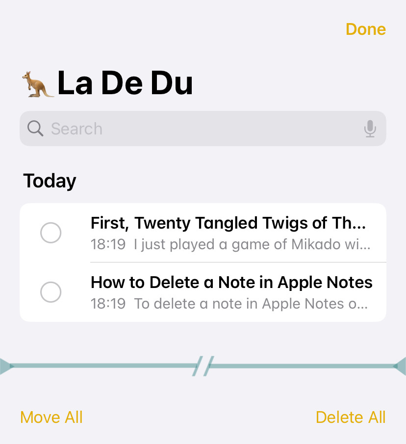 Select “Delete All” to quickly delete all notes in the folder