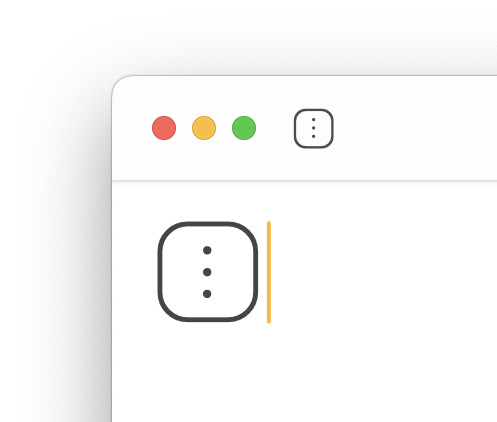 A three-dots menu using Unicode with a rounded keycap square