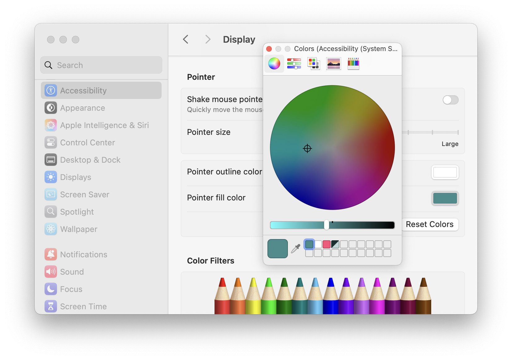 Choose the color you want to use for your Mac mouse cursor